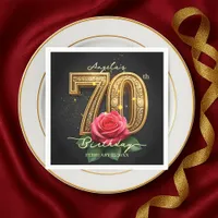 Opulent Glamorous Chic Rose Gold 70th Birthday Napkins