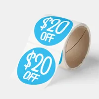 Simple Dollar Discount White on Baby Blue Classic Round Sticker
