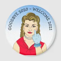 Goodbye 2020 Welcome 2021 Funny Retro Lady Magnet