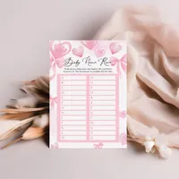 Name Race Baby Shower Valentines Game card