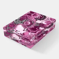 Pink, Magenta and Black Fluid Art Pour Painting   Paperweight