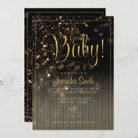 Bokeh Stripes Glam Baby Shower | Oh Yeah Baby! Invitation