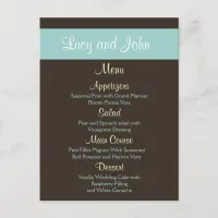 chocolate Wedding Menu Cards