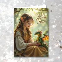 Elven Fairy with Clarinet | Miss You Card