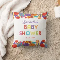 Colorful Sweet Fun Candy Baby Shower Throw Pillow