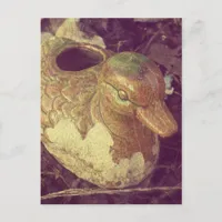 Little Glass Pie Duck Sitting in a Garden Postcard