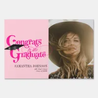 Congrats Graduate 2024 Pink Retro Graduation Photo Sign