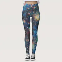 Galaxy Inspired Celestial Cosmic Swirling Universe Leggings