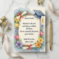 Sentimental Floral Watercolor Poem Graduation Card