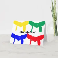 Martial Arts Colored Belts Happy Birthday Card