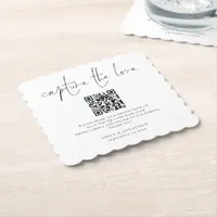 Share Photo QR Code Capture the Love Wedding Paper Coaster