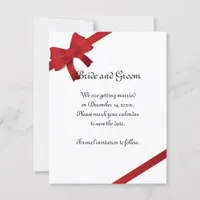 Red Bows Winter Wedding Save the Date