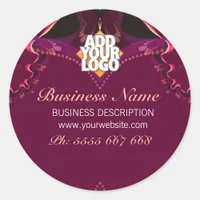 Ribbon Butterfly Goddess New Age w/ Logo Business  Classic Round Sticker