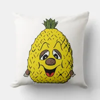Funny Pineapple Cartoon Face Foodie, ZSSG Throw Pillow