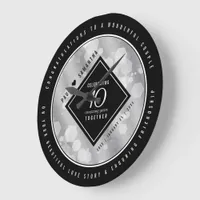 Elegant 10th Tin Wedding Anniversary Celebration Large Clock