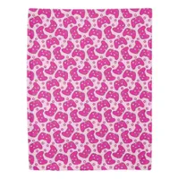 Gamer Cute Girly Hot Pink Video Game Controllers Duvet Cover