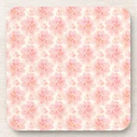 Abstract Floral Watercolor Pattern Peach and Pink Beverage Coaster