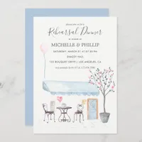 Paris Wedding Rehearsal Dinner watercolor floral Invitation