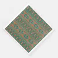 Southwest Teal Copper Colors Geometric Pattern Paper Dinner Napkins