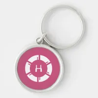 Futuristic SciFi Circle With Custom Monogram Rose Keychain