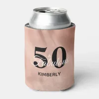 50 and Fabulous Personalized Rose Gold Birthday Can Cooler