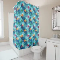 Alcohol Ink Style Fish Pattern Shower Curtain
