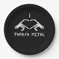 Thrash Skeleton Hands Heart Classic Paper Plates