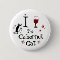 Funny Wine Cabernet Cat Fan  Button