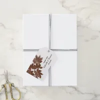 Brown Fall Leaf Stamp Wedding Thank You Favor Tags