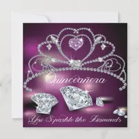 Diamond Tiara Glam Quinceañera Invitation