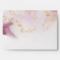 Watercolor Rose Quartz Gold Geode BarefootBride™ Envelope