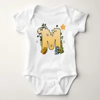 Dino Alphabet for Babies with Name Starting with M Baby Bodysuit