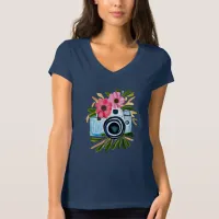 Personalized Photography Vintage Camera Flowers T-Shirt