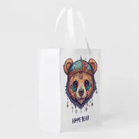 Hippie Bear I Grocery Bag