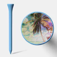Abstract Rainbow Palm Tree on Isla Saona Caribbean Golf Tees