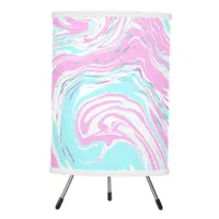 Pink and Teal Blue Cotton Candy Colors Marble Tripod Lamp