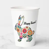 Flourished Easter Bunny Silhouette Personalizable  Paper Cups