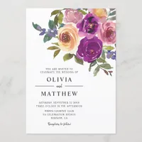 Modern Magenta Watercolor Floral Wedding Invitation