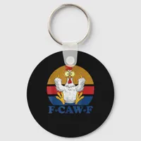 F-Caw-F Funny Chicken Flipping Off Vintage Retro R Keychain