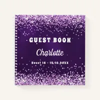 Guest book birthday purple pink name