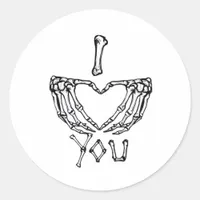 Skeleton Hands Making A Heart Subtle Expression Classic Round Sticker
