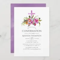 Vintage Purple Peonies Confirmation Invitation
