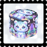 Cute Kids Holographic White Tiger | Pouf