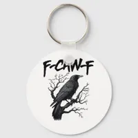 F Caw F Funny Crow Support Your Murder Graphic Keychain