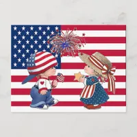 Celebrate American Flag Vintage Kids, ZSSG Postcard