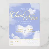We're on Cloud Nine Elegant Wedding Gold Foil Invitation