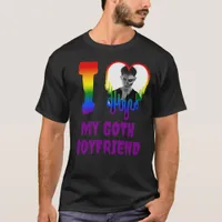 I Love My Goth Boyfriend Rainbow Heart Photo T-Shirt