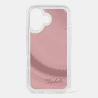 Custom Blush Pink Faux Glitter Agate iPhone 16 Case