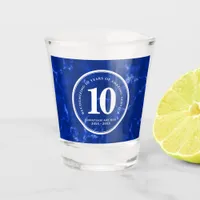 Elegant Blue Marble 10 Years Work Anniversary Shot Glass