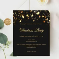 Black gold star company Christmas Party invitation